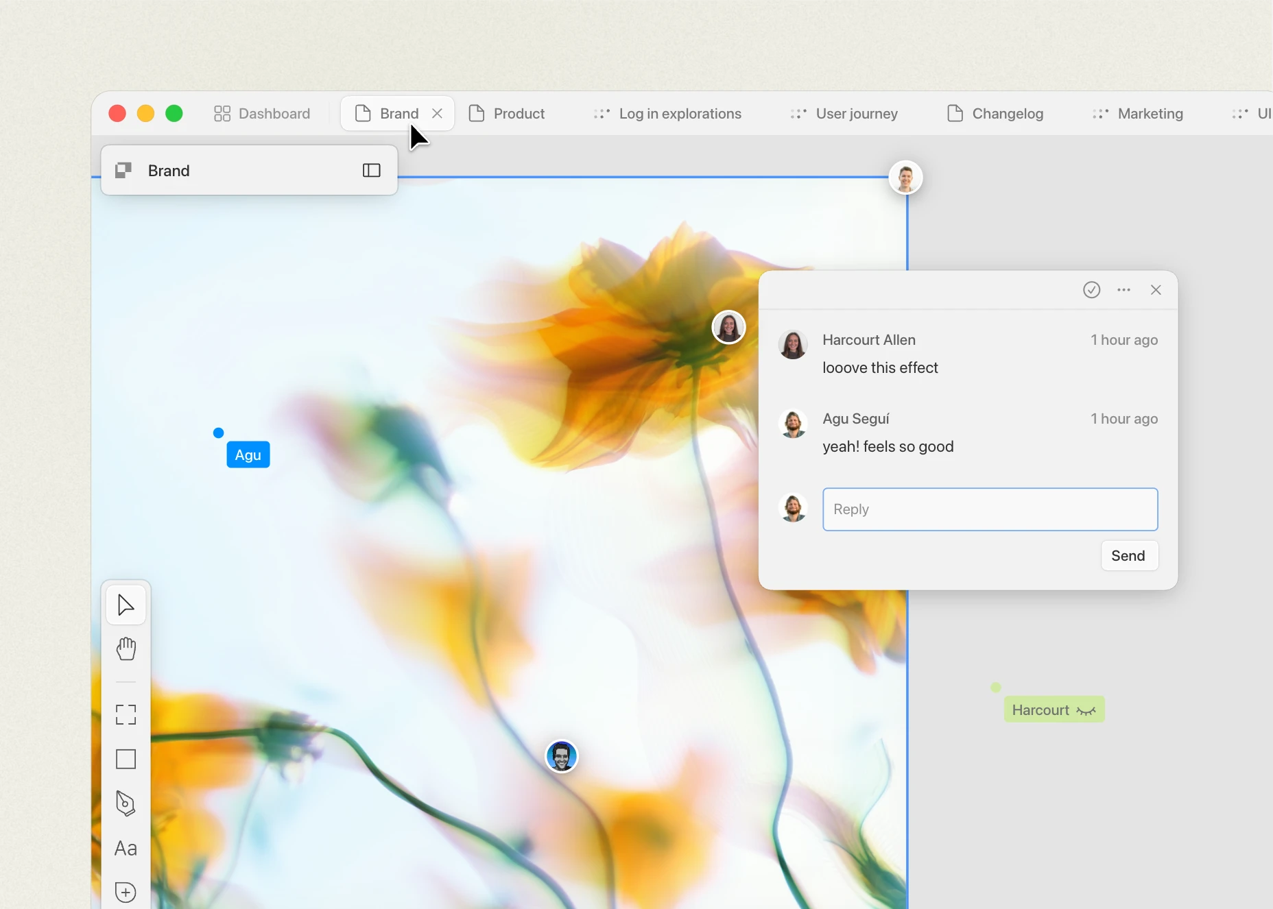 Comments panel with threads and desktop tabs across multiple Paper files