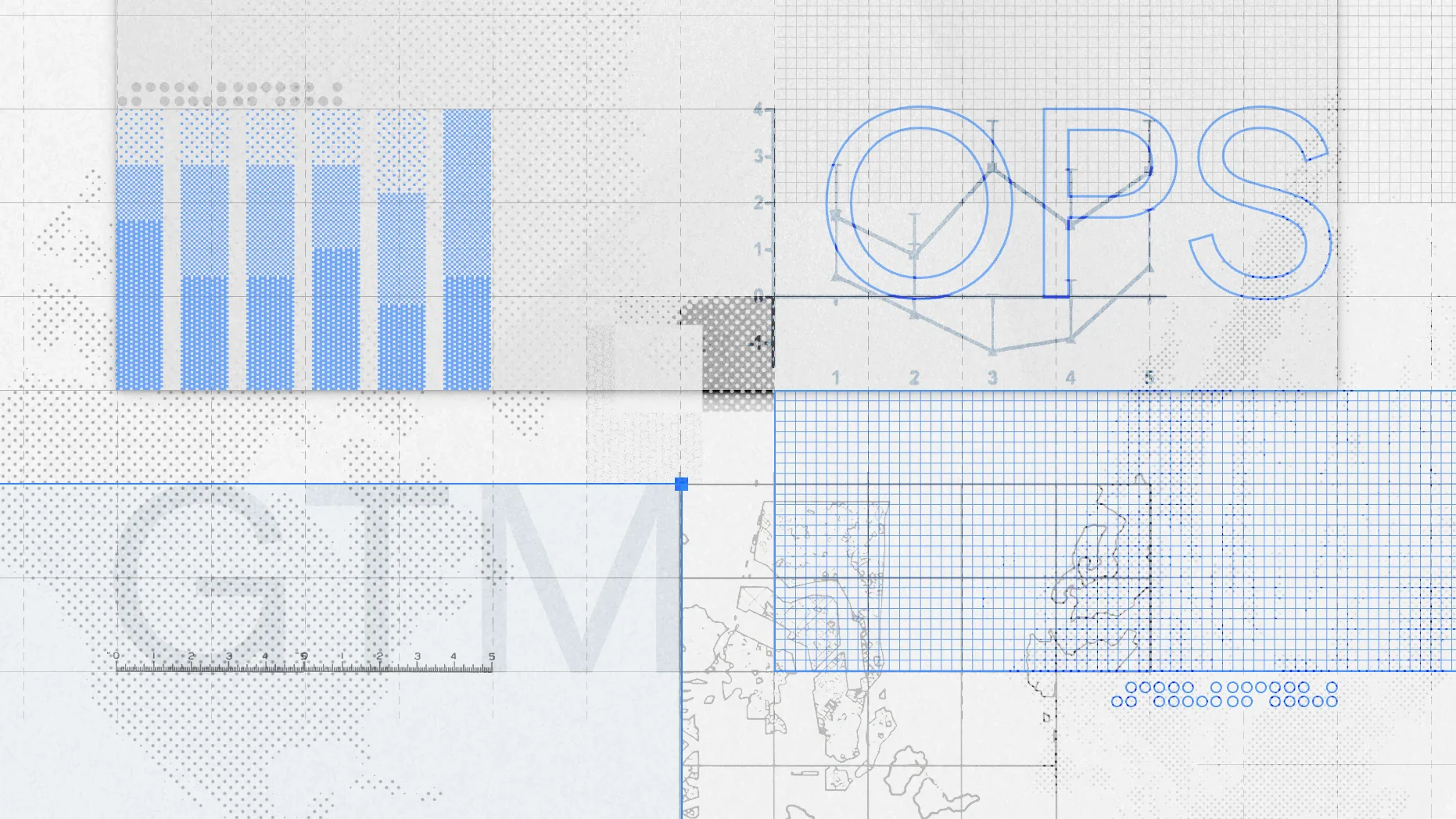 Operations at Paper — a blueprint collage of charts, maps, and GTM systems