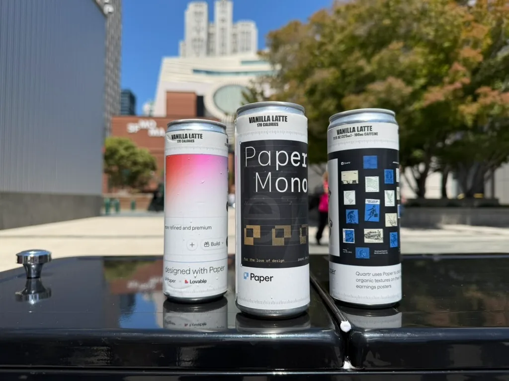 Three cans of Paper Mono vanilla latte