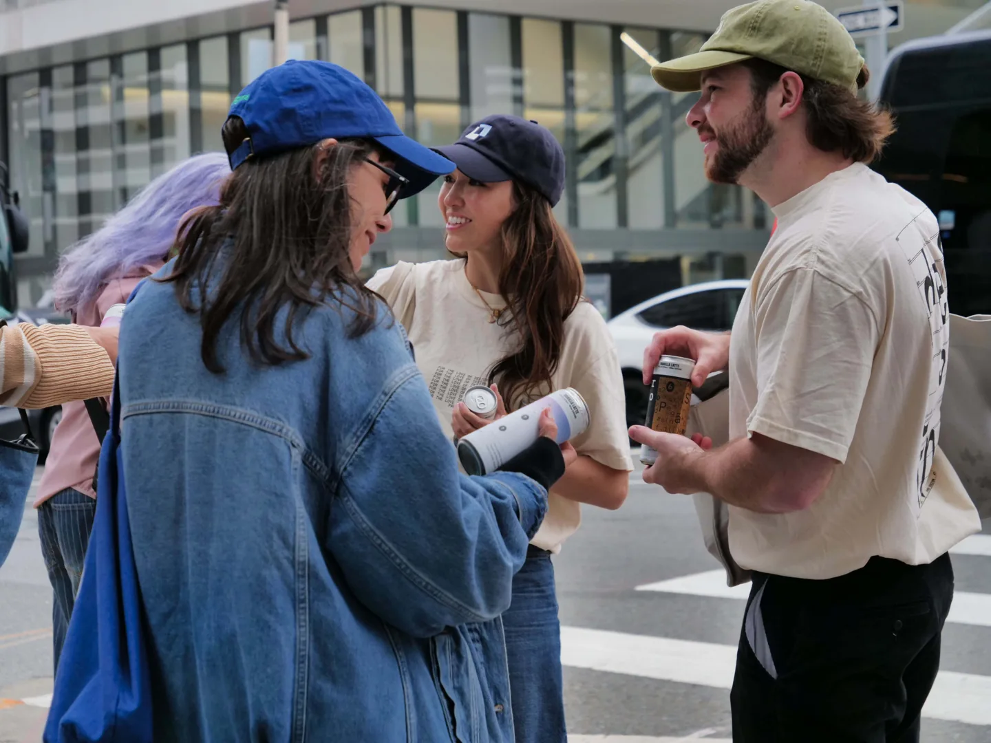 People on the street during the can handout