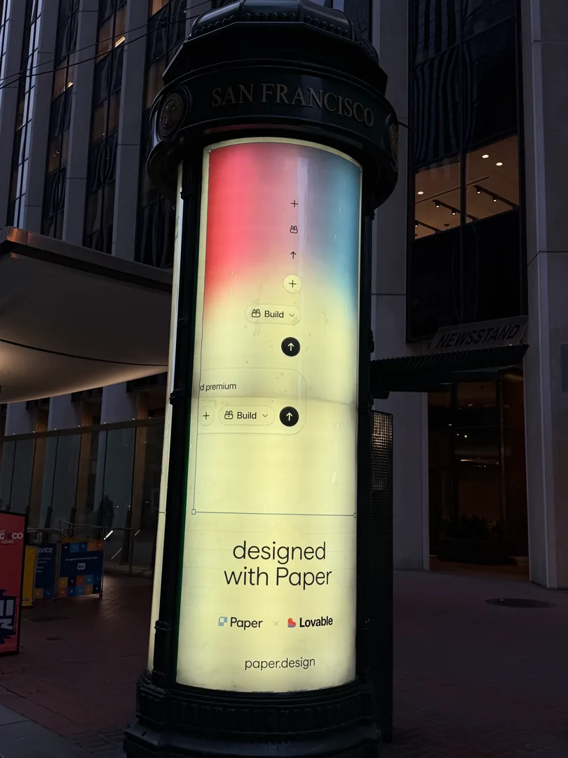 A Paper digital column display on the sidewalk